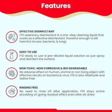 F10 SC Ready to Use Veterinary Disinfectant & Cleaner for Kennels, Litter Box, Cage, Terrariums, Habitats, Vet Practices - 1 Liter (1.06qt)