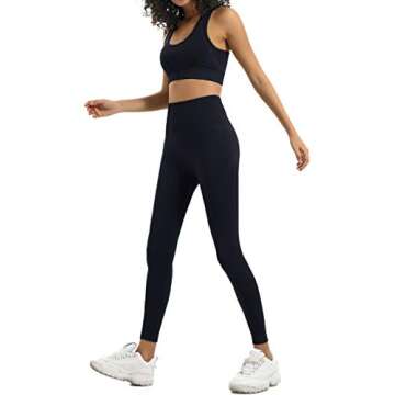 HAODIAN Women's Yoga Outfits 2 Piece High Waisted Leggings with Sports Bra Gym Clothes Sets (Black,S)