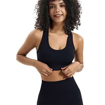 HAODIAN Women's Yoga Outfits 2 Piece High Waisted Leggings with Sports Bra Gym Clothes Sets (Black,S)