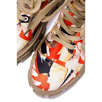 Cape Robbin Monalisa Women's Combat Boots - Ankle Boots for Women with Side Zipper and- Pouch - Women's Chunky Platform Boots - Lace-up Women Booties - Camouflage Size 10