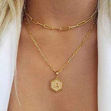 M MOOHAM Dainty Layering Initial Necklaces for Women -Statement Necklace Gold Choker Necklaces for Women Initial E Necklace Choker Necklaces Gold Layered Necklaces for Women