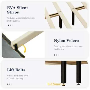 Stylish Zeelovtress Queen Bed Frame with Velvet Headboard