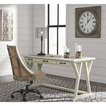 Jonileene Farmhouse Home Office Desk in White & Gray