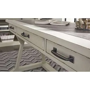 Jonileene Farmhouse Home Office Desk in White & Gray