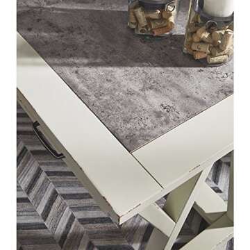 Jonileene Farmhouse Home Office Desk in White & Gray