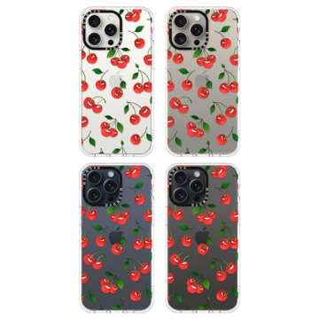 MOSNOVO Case for iPhone 15 Pro Max, [Buffertech 6.6ft Military-Grade Drop Protection] [Anti Peel Off Tech] Clear TPU Bumper Phone Case Cover Design - Cute Cherry