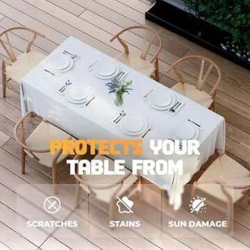 WEALUXE White Table Cloths for 6 Foot Rectangle Tables, 2-Pack, 60x102 inches, Water, Stain and Wrinkle Resistant, 200 GSM Washable Poly Fabric Tablecloths Rectangular, Elegant and Durable