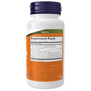 NOW Foods Supplements, Aloe 10,000 & Probiotics with 10-Strain (5 Billion) Probiotic Blend, 60 Veg Capsules