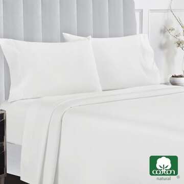 California Design Den Natural 100% Cotton Sheets for Queen Size Bed, Luxury 400 Thread Count Queen S...