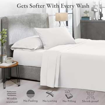 California Design Den Natural 100% Cotton Sheets for Queen Size Bed, Luxury 400 Thread Count Queen Sheet Set, Deep Pocket Cooling Sheets, Antique White Sheets & Pillowcase Set