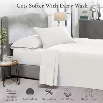 California Design Den Natural 100% Cotton Sheets for Queen Size Bed, Luxury 400 Thread Count Queen Sheet Set, Deep Pocket Cooling Sheets, Antique White Sheets & Pillowcase Set