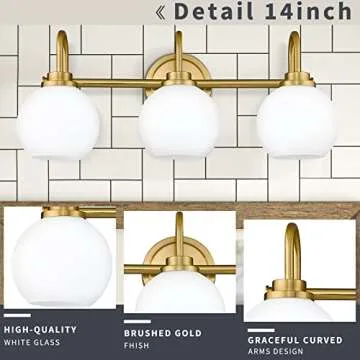 AKEZON Gold Bathroom Light Fixtures for Modern Homes