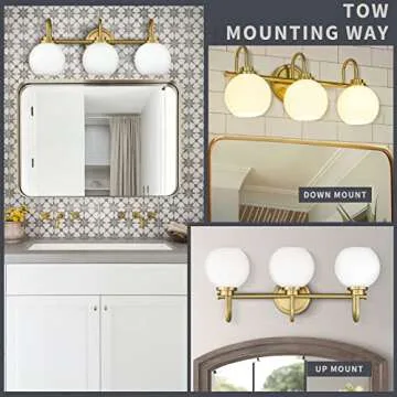 AKEZON Gold Bathroom Light Fixtures for Modern Homes