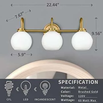AKEZON Gold Bathroom Light Fixtures for Modern Homes
