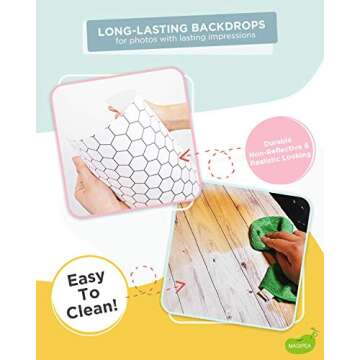 Photo Backdrop Boards for Flat Lay & Food Photography: Realistic, Non-Reflective, Waterproof & Durable (Tropical Lush Set)