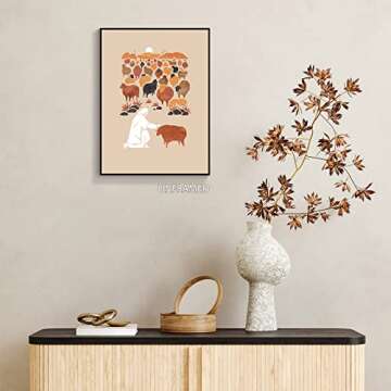 OAOPIC Jesus Christ the Good Shepherd Canvas Wall Art Colorful The Lord Is My Shepherd Modern Bible ...