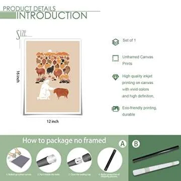 OAOPIC Jesus Christ the Good Shepherd Canvas Wall Art Colorful The Lord Is My Shepherd Modern Bible Verse Scripture Room Aesthetic Posters Decor Spiritual Religious Prints Paintings 12x16in Unframed