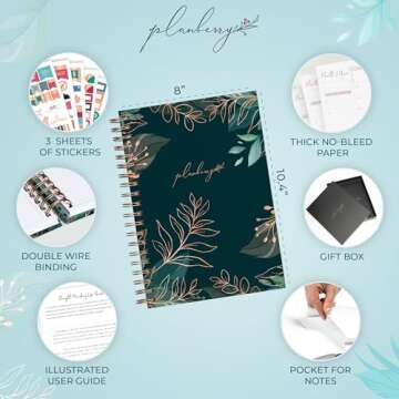 PLANBERRY Large Hourly Schedule Planner Premium – Undated Organizer for Productivity, Time Managem...