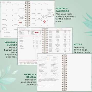 PLANBERRY Large Hourly Schedule Planner Premium – Undated Organizer for Productivity, Time Management & Budget, 8x10.4″ (Green Pastures)