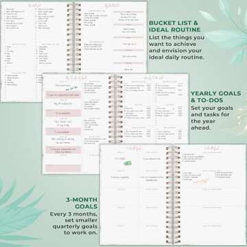 PLANBERRY Large Hourly Schedule Planner Premium – Undated Organizer for Productivity, Time Management & Budget, 8x10.4″ (Green Pastures)