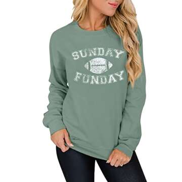 FLOYU Football Sweatshirts For Womens Game Day Sweatshirt Sunday Funday Shirt Casual Football Season...