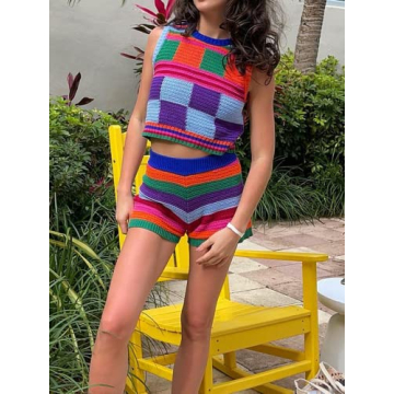 Auciho Women's Y2K Knit 2 Piece Outfits Set