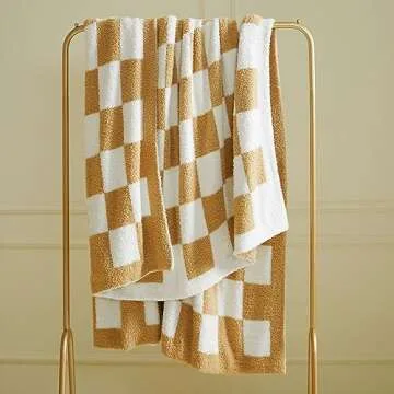 MIDO HOUSE Plaid Fuzzy Blanket Ultra-Soft Reversible Microfiber Bed Throw Knitted Warm Cozy Gingham Burnt Orange Throw Blankets for Couch,Chair,Sofa 52 x 63 inch