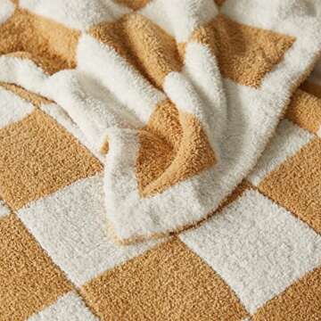 MIDO HOUSE Plaid Fuzzy Blanket Ultra-Soft Reversible Microfiber Bed Throw Knitted Warm Cozy Gingham Burnt Orange Throw Blankets for Couch,Chair,Sofa 52 x 63 inch