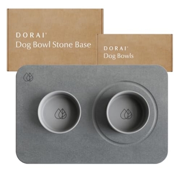 Dorai Home Dog Bowls + Stone Base Set – Modern and Stylish Pet Feeding Station