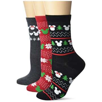 Mickey Mouse Women's Crew Socks, Red, One Size