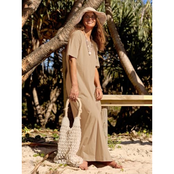 MEROKEETY Women's Elegant Short Sleeve Maxi Dress With Pockets