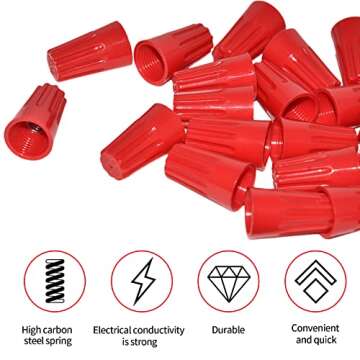 Eagles 50Pcs Twist on Wire Connectors - Red #14 - #12 AWG Wire Caps with Spring Inserted