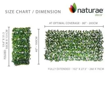 Naturae Decor Expandable Willow Trellis - Outdoor Privacy Screen - Sturdy and Flexible - Realistic Look - 36 in x 72 in - Rose Leaves