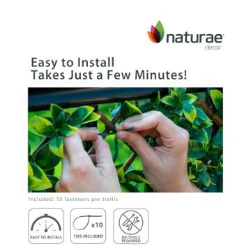 Naturae Decor Expandable Willow Trellis - Outdoor Privacy Screen - Sturdy and Flexible - Realistic Look - 36 in x 72 in - Rose Leaves