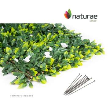 Naturae Decor Expandable Willow Trellis - Outdoor Privacy Screen - Sturdy and Flexible - Realistic Look - 36 in x 72 in - Rose Leaves