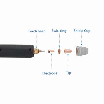 hynade PTM80 CNC Plasma Cutting Torch, Blow Back Straight Torch Cutting Head, For Blow Back Non-HF Pilot Arc Plasma Cutter CUT80NP Not able to work with High Frequency Cutter