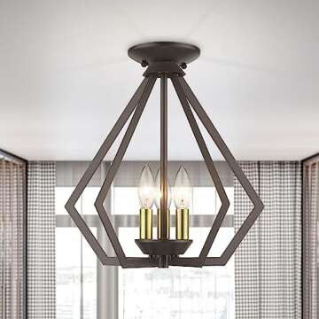 Livex Lighting 40923-01 Transitional Three Light Mini Chandelier/Ceiling Mount from Prism Collection...