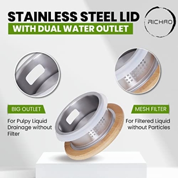 Richro Glass Water Pitcher with Lid - Elegant Durable & Sturdy Glass Water Carafe - 55 Oz Heat Resistant Glass Carafe for Hot/Cold Beverages, Coffee,Juice, Iced Tea Pitcher