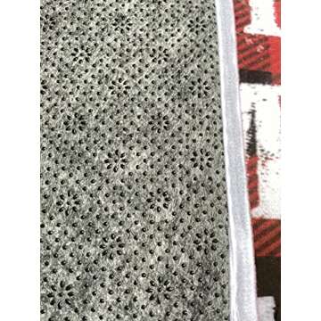 FANNEE Merry Christmas Door Mats Rug Non-Skid Slip Rubber Indoor Outdoor Kitchen Entry, Rustic Red Black Buffalo Check Plaid Pattern, 18x30 Inch