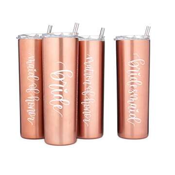 Navy Knot Bride Tumbler - Insulated Rose Gold Gift