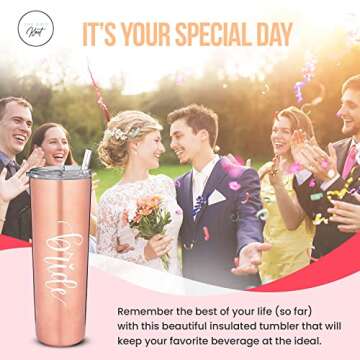 Navy Knot Bride Tumbler - Insulated Rose Gold Gift