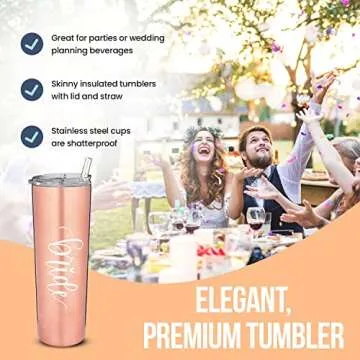 Navy Knot Bride Tumbler - Insulated Rose Gold Gift