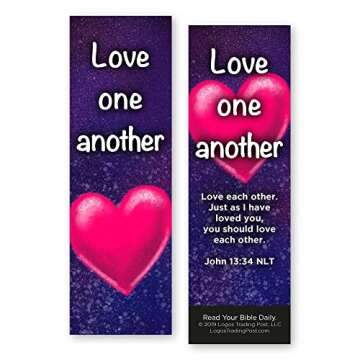 Love One Another, John 13:34, Bulk Pack of 25 Christian Bookmarks for Kids, Childrens Bible Verse Bo...