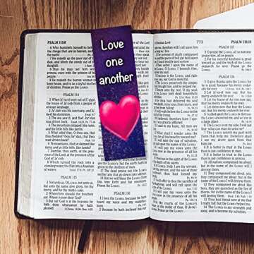 Love One Another, John 13:34, Bulk Pack of 25 Christian Bookmarks for Kids, Childrens Bible Verse Book Markers, Sunday School Prizes with Memory Verses, Scripture Gifts for Kids & Youth