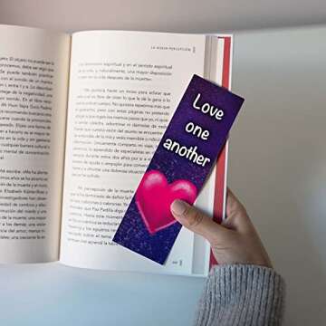 Love One Another, John 13:34, Bulk Pack of 25 Christian Bookmarks for Kids, Childrens Bible Verse Book Markers, Sunday School Prizes with Memory Verses, Scripture Gifts for Kids & Youth