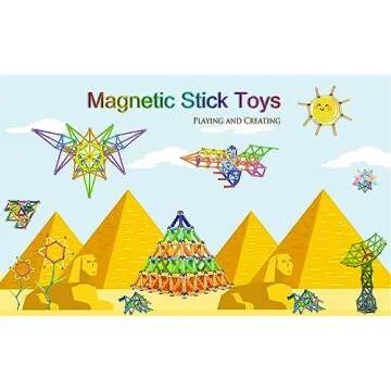 Veatree Magnetic Building Sticks - 150Pcs Educational STEM Toy for Creative Learning