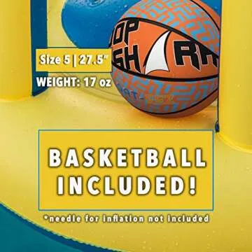 Swimming Pool Basketball Hoop Set by Hoop Shark - Yellow/Blue - Inflatable Hoop with Ball - Perfect for Competitive Water Play and Trick Shots - Ultimate Summer Toy