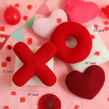 EastTree XO Pillows, Valentine's XO Shaped Pillow, Red XO Throw Pillows, Love Pillows Gifts, Ultra Soft Teddy Fleece Valentine's Pillows, Women Girls Kid Room Decor 14x14 Inch