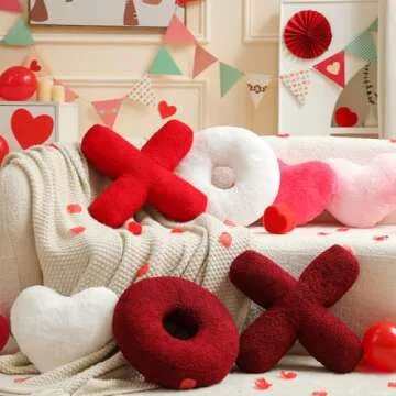EastTree XO Pillows, Valentine's XO Shaped Pillow, Red XO Throw Pillows, Love Pillows Gifts, Ultra Soft Teddy Fleece Valentine's Pillows, Women Girls Kid Room Decor 14x14 Inch