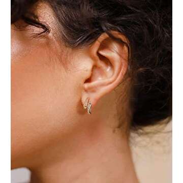 4 Pairs Chunky Gold Hoop Earrings Set for Women 14K Gold Plated Hypoallergenic Twisted Thick Jewelry for Multiple Piercing (Gold Hoop 012)